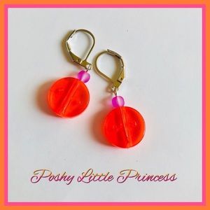 Neon Drop Earrings ~ Orange/Pink